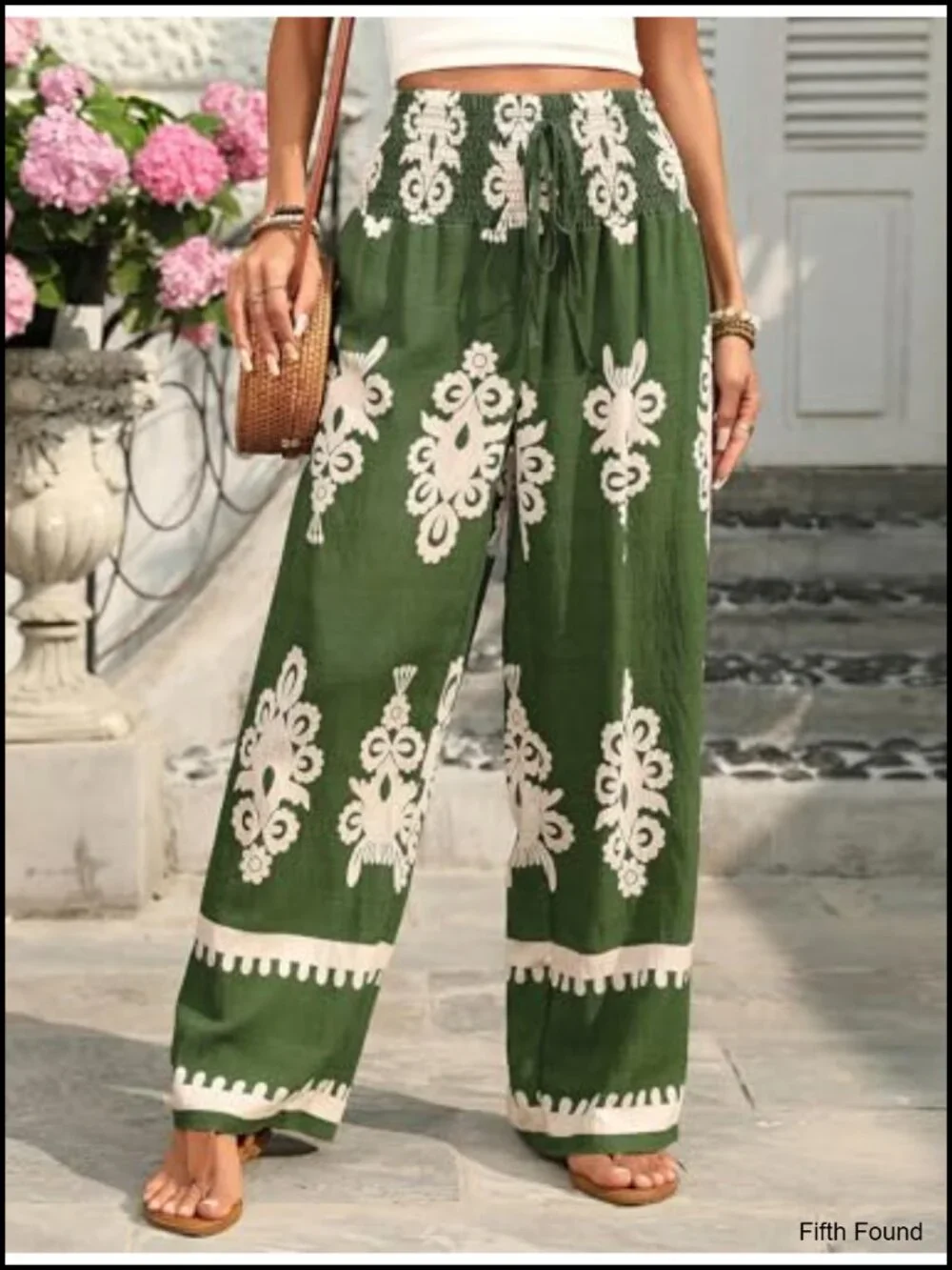 High Waisted Wide Leg Floral Palazzo Pants Boho Casual Lounge